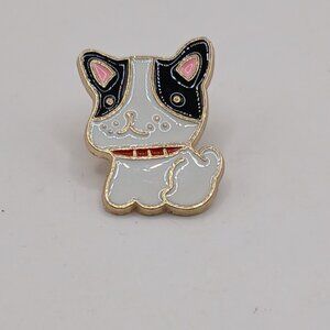Black and White Dog Enamel Lapel Pin